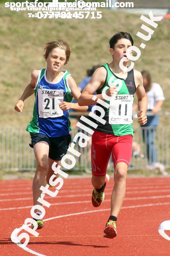 Boys under-13s 800 metres, 2018 Northern Under-17s/U-15s/U-13s Champs., Wavertree Athletics Centre, Liverpool. Photo: David T. Hewitson/Sports for All Pics